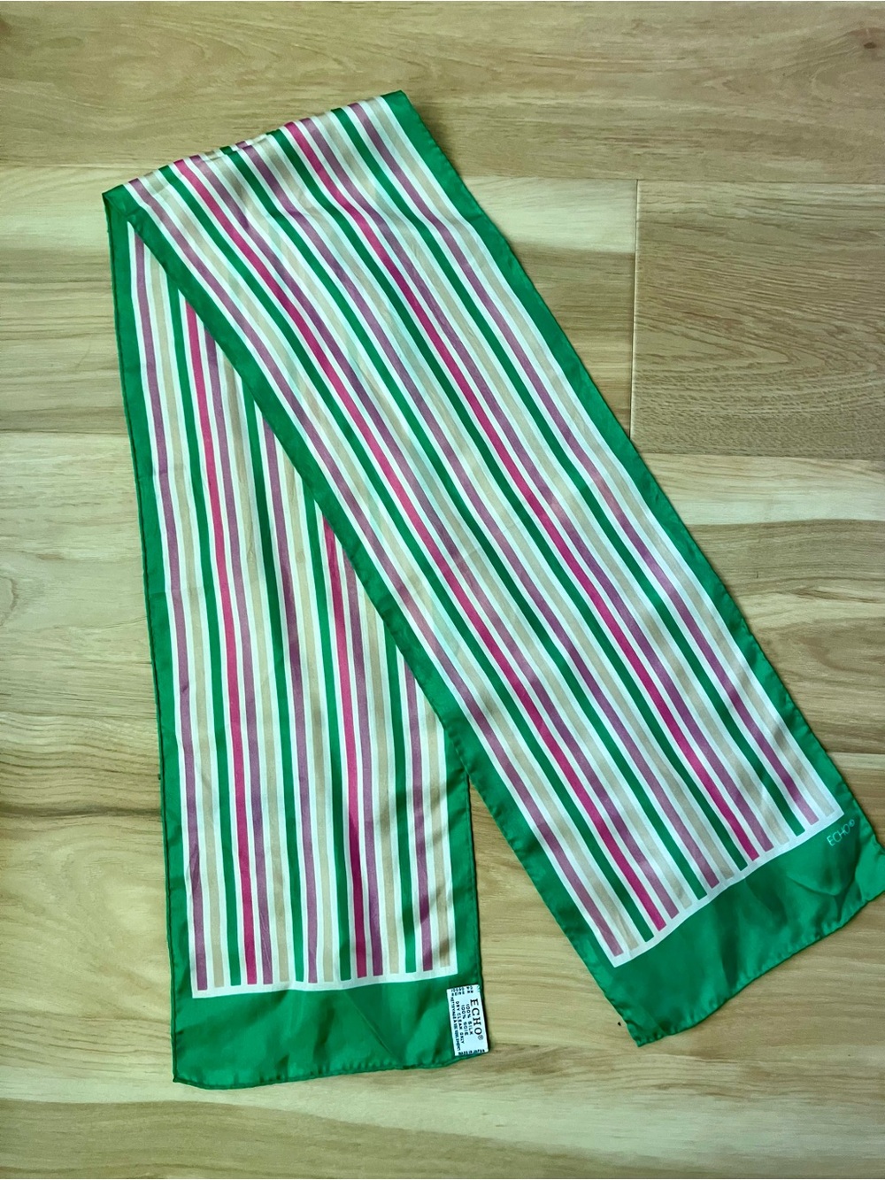 Echo Pink, Green & White Striped long Scarf